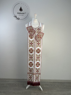 Embroidered priest stole and cuffs - Epitrachil and cuffs - Communion set