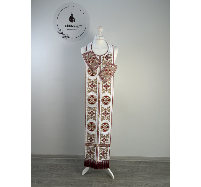 Embroidered priest stole and cuffs - Epitrachil and cuffs - Communion set
