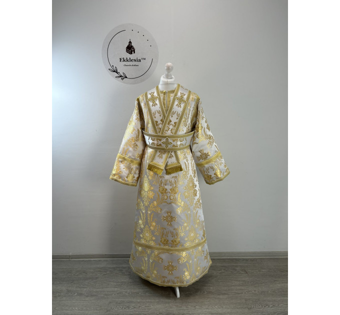 White-gold subdeacon's vestment - Stichar and single orar for altar boy