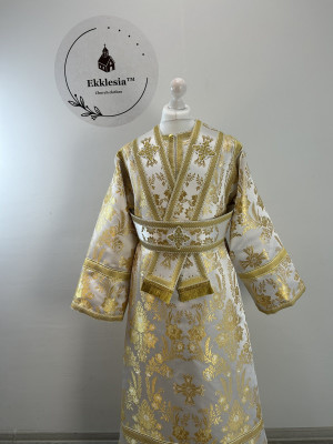 White-gold subdeacon's vestment - Stichar and single orar for altar boy