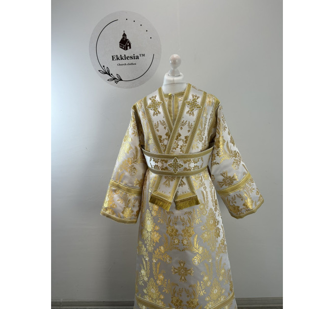 White-gold subdeacon's vestment - Stichar and single orar for altar boy