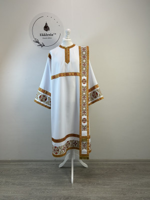 Embroidered deacon's vestment Decuxe with single orar - Stichar with orar and cuffs set Embroidered deacon's vestment Decuxe with single orar - Stichar with orar and cuffs set