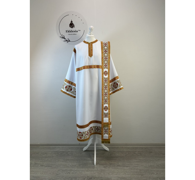 Embroidered deacon's vestment Decuxe with single orar - Stichar with orar and cuffs set