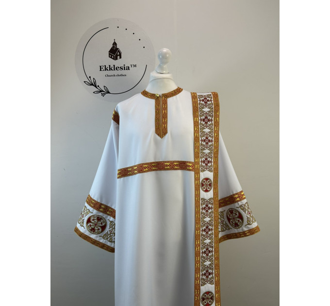 Embroidered deacon's vestment Decuxe with single orar - Stichar with orar and cuffs set