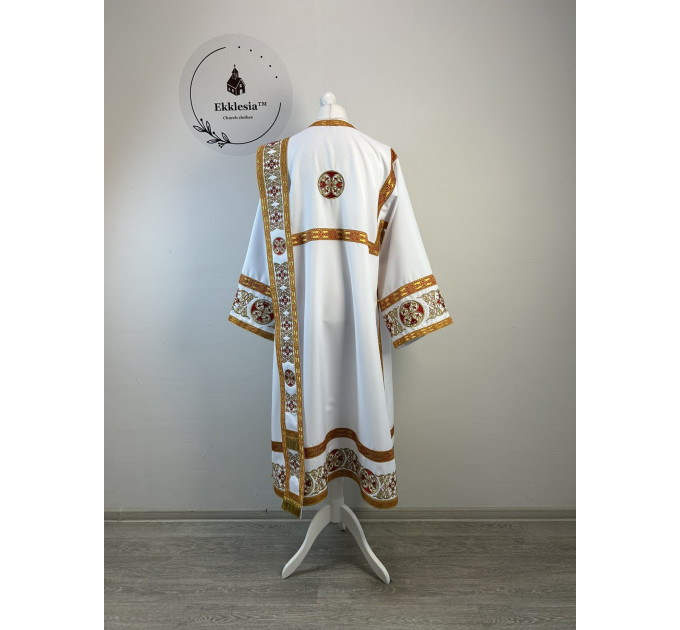 Embroidered deacon's vestment Decuxe with single orar - Stichar with orar and cuffs set