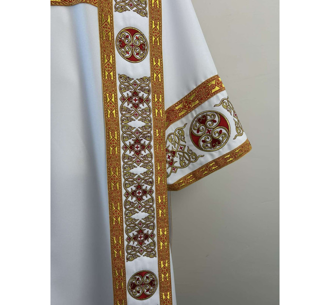 Embroidered deacon's vestment Decuxe with single orar - Stichar with orar and cuffs set