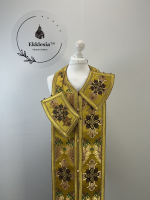 In stock! Communion set in floral brocade - Stole and cuffs 