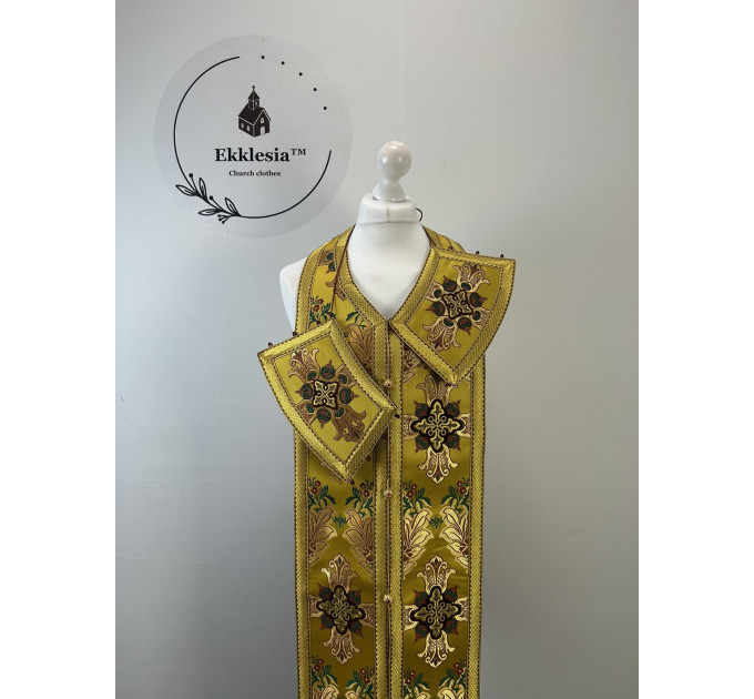 In stock! Communion set in floral brocade - Stole and cuffs 