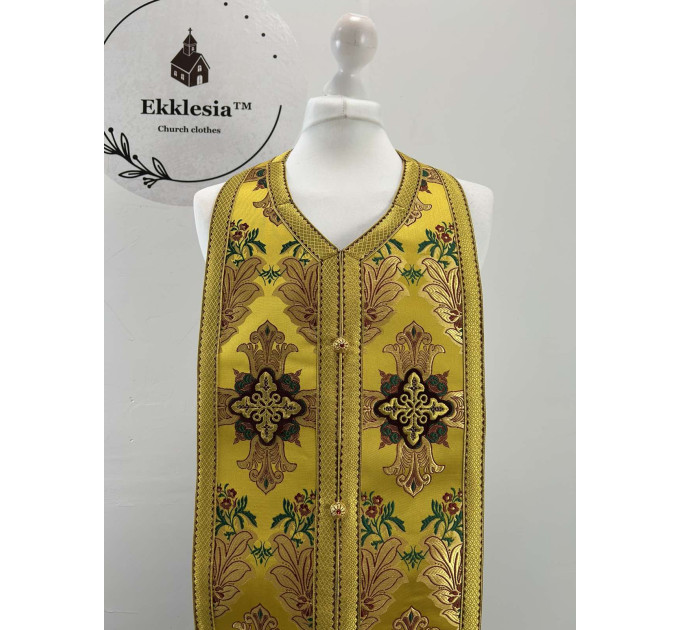 In stock! Communion set in floral brocade - Stole and cuffs 