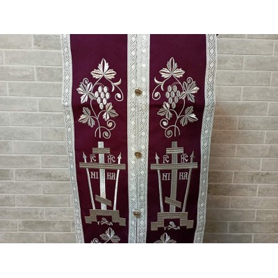 Embroidered Priest Communion set for Lenten fast - Stole and cuffs for Lent