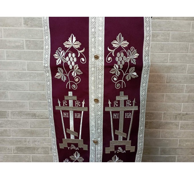 Embroidered Priest Communion set for Lenten fast - Stole and cuffs for Lent