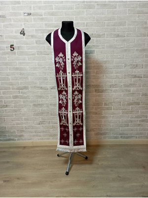 Embroidered Priest Communion set for Lenten fast - Stole and cuffs for Lent