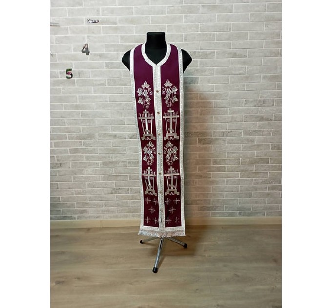 Embroidered Priest Communion set for Lenten fast - Stole and cuffs for Lent