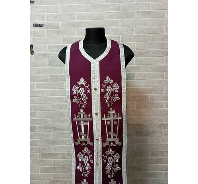 Embroidered Priest Communion set for Lenten fast - Stole and cuffs for Lent