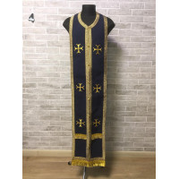 Navy blue embroidered communion set - Stole and cuffs - Priest's set