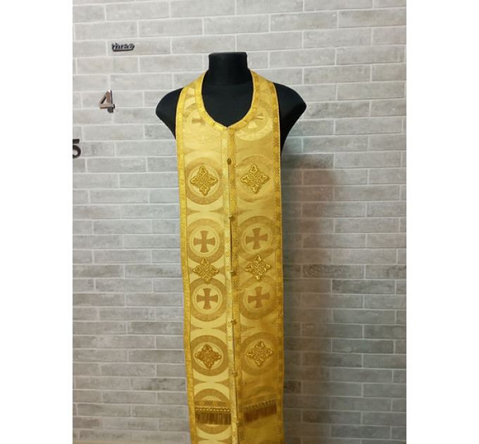 Stole and cuffs in brocade - Priest's communion set - Orthodox priest's cloth