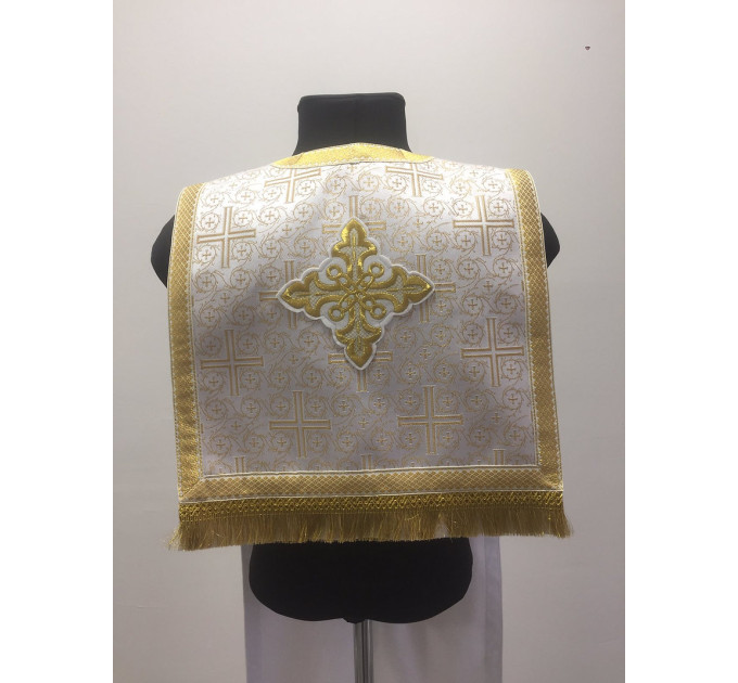 Coptic style epitrachilus in brocade - Coptic Stole - Coptic priest epitrachil