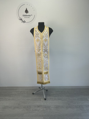 Epitrachil and cuffs in metallic brocade - Communion set for priest - Stole and cuffs