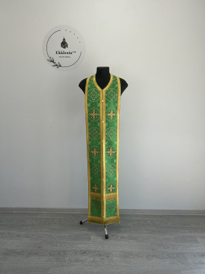 Epitrachil and cuffs in rich brocade - Communion set for priest - Stole and cuffs