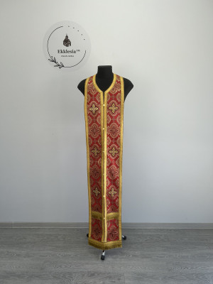 Epitrachil and cuffs in church brocade - Communion set for priest - Stole and cuffs