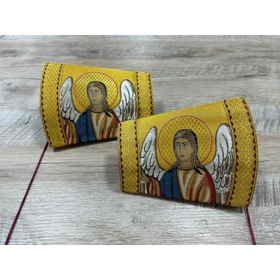 Metallic brocade cuffs - Priest Cuffs - Priest's cuff with angels