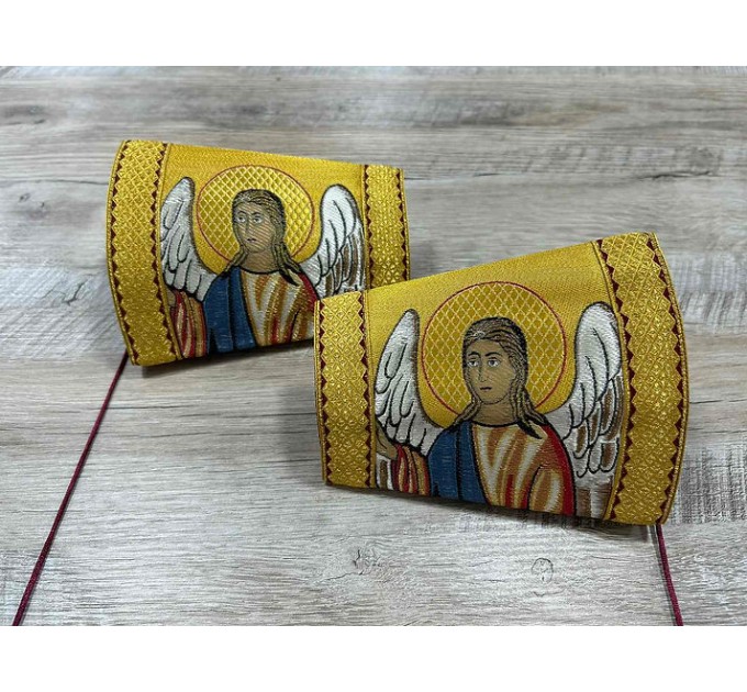 Metallic brocade cuffs - Priest Cuffs - Priest's cuff with angels