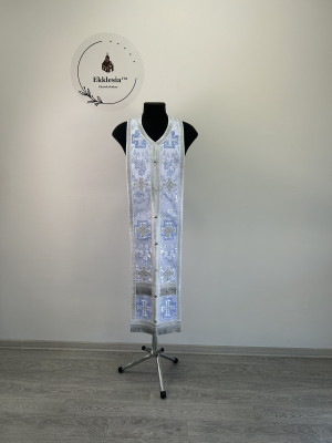 Epitrachil and cuffs in brocade - Communion set for priest - Stole and cuffs