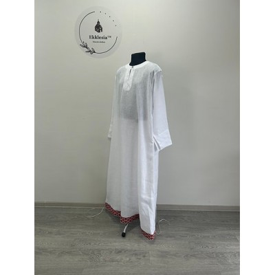 Extra thin linen pydryznik with vyshyvanka trim - Stichar for priest in linen