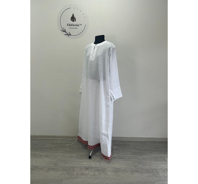 Extra thin linen pydryznik with vyshyvanka trim - Stichar for priest in linen