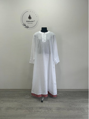 Extra thin linen pydryznik with vyshyvanka trim - Stichar for priest in linen
