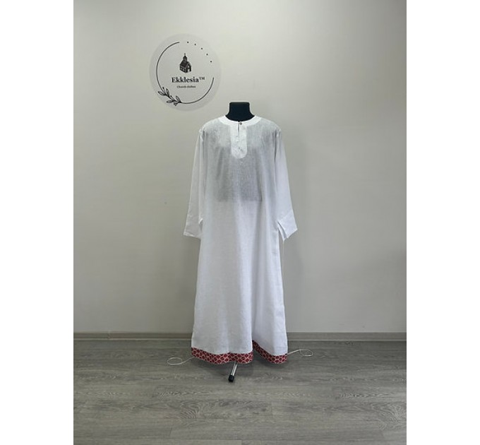 Extra thin linen pydryznik with vyshyvanka trim - Stichar for priest in linen