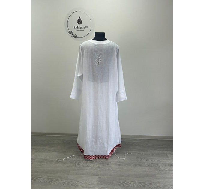 Extra thin linen pydryznik with vyshyvanka trim - Stichar for priest in linen