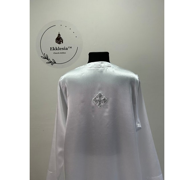 White crepe-satin stichar with galloon on the bottom - Podriznik for vestment