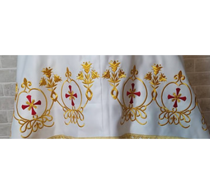 Stikhar - podriznik - Priest stikhar - Altar white embroidered vestment