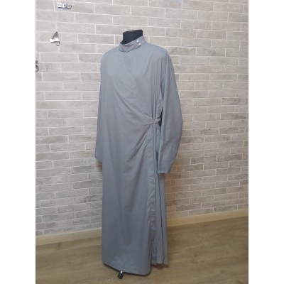 Slavic  style Orthodox riassa in gray cotton - Outer cassock - Orthodox outer cassock - External cassock - Rhason - Exorhason - Ryassas