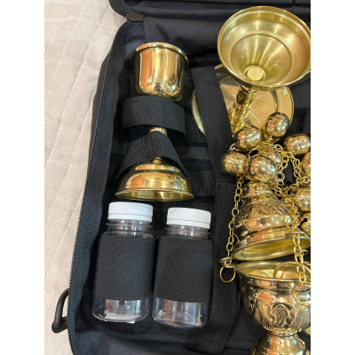 Liturgical travel communion set, priest's set for traveling, priests communion bowl