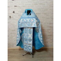Blue Slavic style vestments in brocade - Priest vestments - Clothes for priests - Liturgical vestments - Liturgical garments