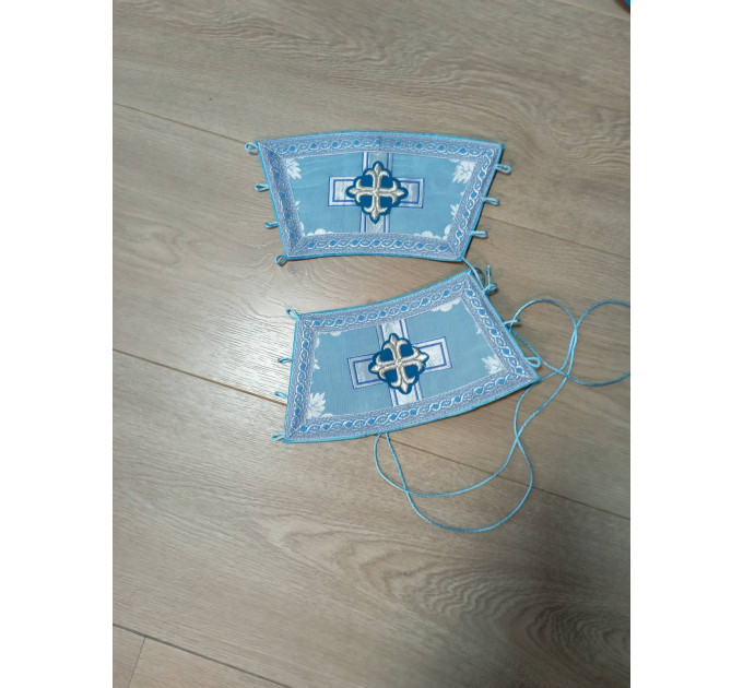 Blue Slavic style vestments in brocade - Priest vestments - Clothes for priests - Liturgical vestments - Liturgical garments