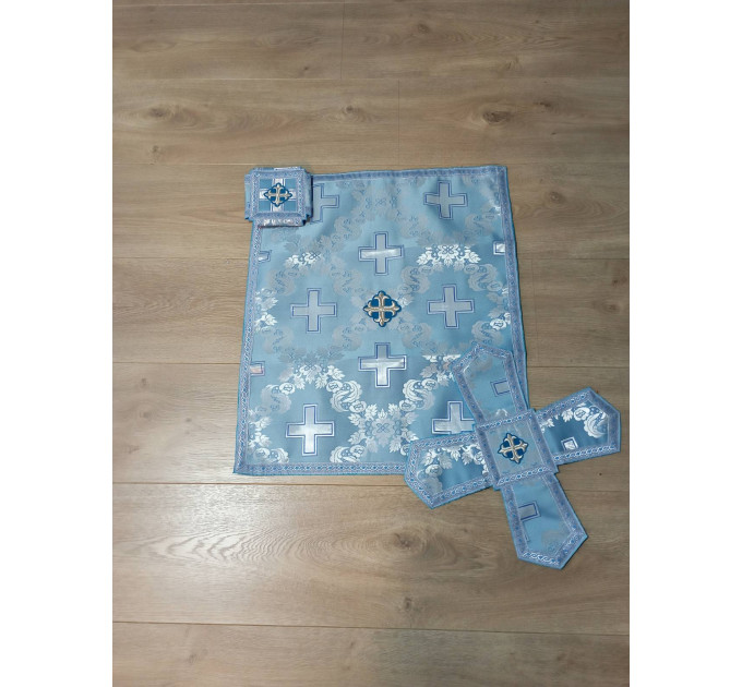 Blue Slavic style vestments in brocade - Priest vestments - Clothes for priests - Liturgical vestments - Liturgical garments