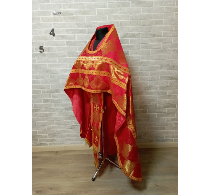 Slavic style  style vestments in red brocade - Priest vestments - Clothes for priests - Liturgical vestments - Liturgical garments
