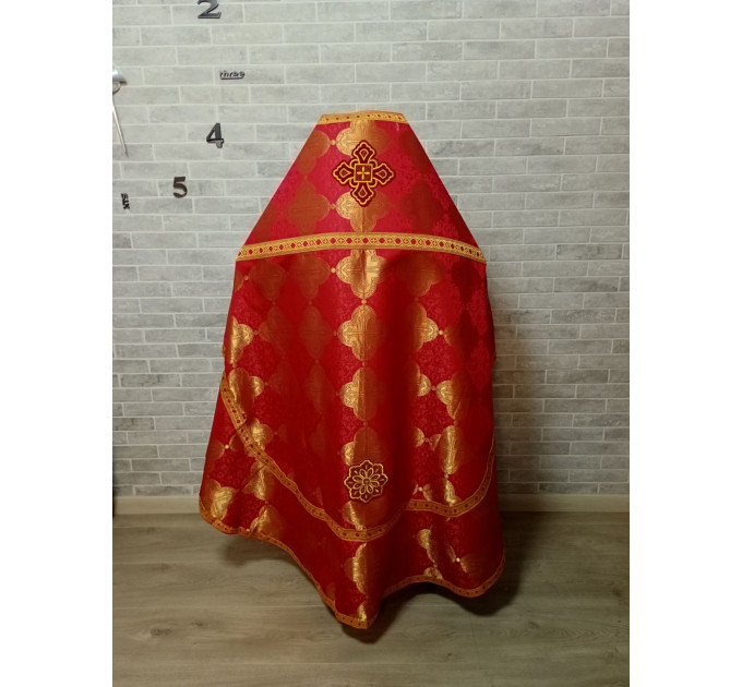 Slavic style  style vestments in red brocade - Priest vestments - Clothes for priests - Liturgical vestments - Liturgical garments