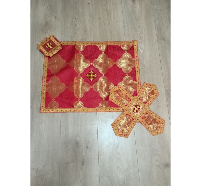Slavic style  style vestments in red brocade - Priest vestments - Clothes for priests - Liturgical vestments - Liturgical garments