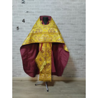 Slavic style Priest vestment in yellow/maroon - Priest robes - Clothes for priests - sacred vestments- Religious cloth - Slavic vestments