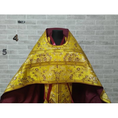 Slavic style Priest vestment in yellow/maroon - Priest robes - Clothes for priests - sacred vestments- Religious cloth - Slavic vestments