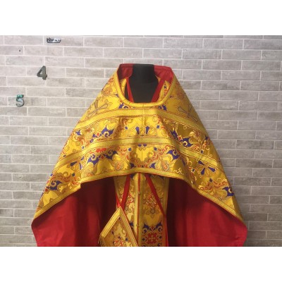 Slavic style Priest vestment in yellow/maroon - Priest robes - Clothes for priests - sacred vestments- Religious cloth - Slavic vestments