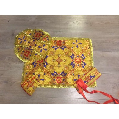 Slavic style Priest vestment in yellow/maroon - Priest robes - Clothes for priests - sacred vestments- Religious cloth - Slavic vestments