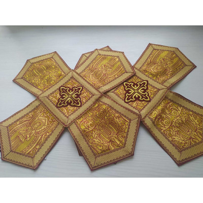 Orthodox Chalice Covers from brocade - Aer and chalice veils set with angels