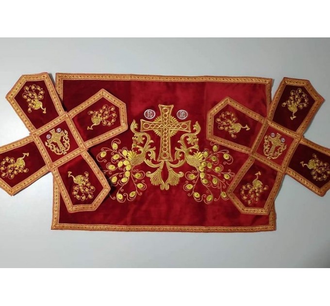 Orthodox Embroidered Chalice Covers from greek brocade - Aer and chalice veil set