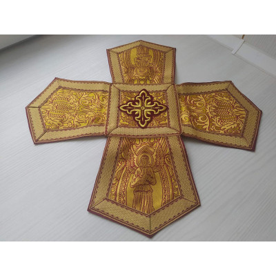 Orthodox Chalice Covers from brocade - Aer and chalice veils set with angels