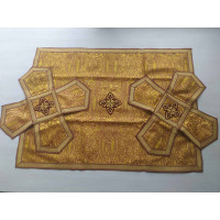 Orthodox Chalice Covers from brocade - Aer and chalice veils set with angels